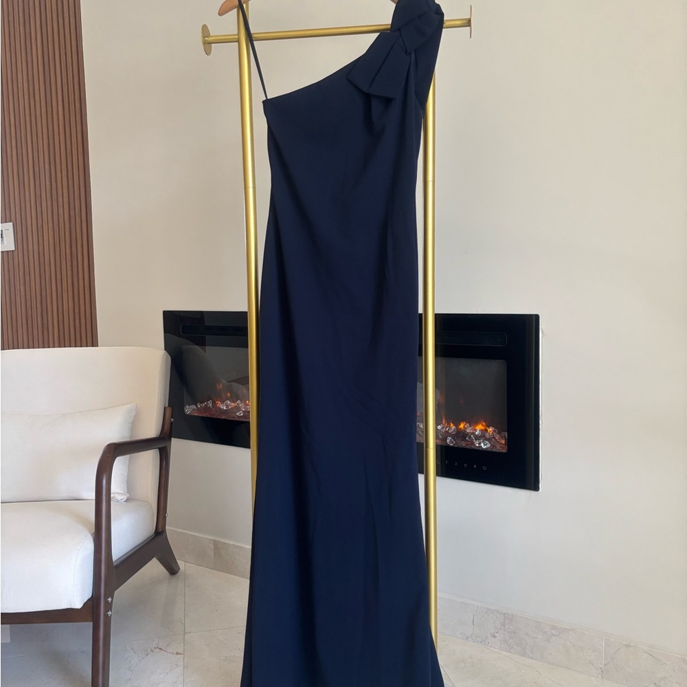 Aqua One-Shoulder Midnight Blue Dress